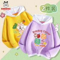 BoBDoG巴布豆卡乐儿童卫衣春秋假两件上衣女童宽松百搭春装中大童外穿休闲可爱童装 姜 wink樱桃+紫 喜乐小丽 160