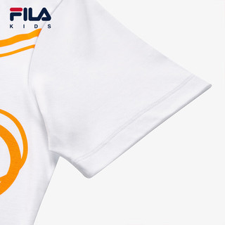FILA斐乐童装儿童运动套头上衣2024夏季中大童T恤男童短袖潮 标准白-WT 140cm