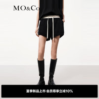 MO&Co.2024夏运动风抽绳高腰薄款针织短裤休闲裤MBD2SOT025 黑色  S/160