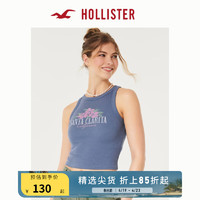 HOLLISTER24春夏美式辣妹修身罗纹图案高领背心 女 358504-1 浅海军蓝 XXS (160/80A)