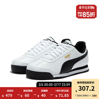 PUMA 彪马 男女同款经典德训鞋休闲鞋ROMA BASIC 353572 白色-黑色-04 37