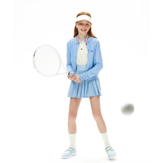 ELLE KIDS童装 法式经典运动网球polo衫女童春季款凉感珠地长袖T恤 本白色 110/120
