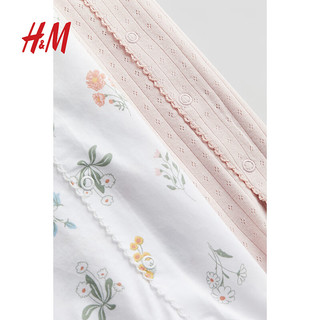H&M儿童女童2024夏季2件装棉质汗布连体睡衣1224625 浅粉色/花卉 52/40