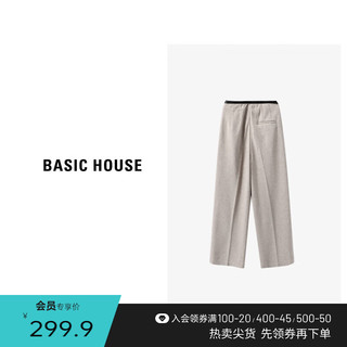 百家好（Basic House）高腰直筒休闲裤春季时尚休闲百搭阔腿长裤B0623H5U222 黑色 XS85-105斤