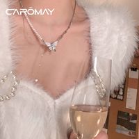 CAROMAY 镶珠蝴蝶项链ins气质高级感锁骨链送女友七夕礼物