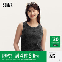 森马（Semir）背心女短款紧身做旧复古潮酷2024夏黑色刺绣上衣甜酷辣妹 黑色调00399 165/88A/L