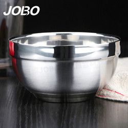 JOBO 巨博 酒店餐具304不锈钢碗10个装12cm 自助餐砂光米饭碗双层隔热