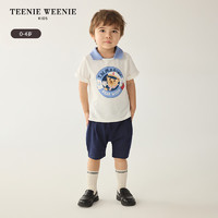 Teenie Weenie Kids小熊童装24夏季男宝宝休闲翻领短袖POLO衫 白色 110cm