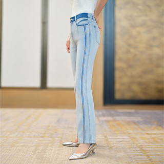 EP雅莹高端系列 设计感减龄紧身微喇牛仔裤 2024春装J606A 蓝色 2/S