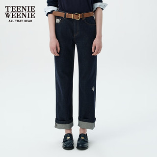 Teenie Weenie【明星同款】【不易褪色锁色牛仔】小熊2024年牛仔裤 深蓝色 155/XS