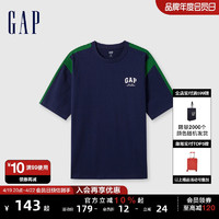 Gap 盖璞 男女装2024夏季新款重磅纯棉旗语短袖T恤宽松撞色上衣465626