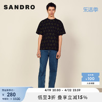 Sandro Outlet春秋男装圆领印花短袖棉T恤SHPTS01044