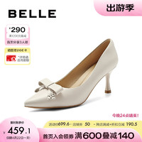 BeLLE 百丽 气质蝴蝶结高跟鞋女24春季时尚单鞋A8W1DAQ4 米白 38