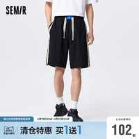 Semir 森马 休闲短裤男夏季简约直筒运动裤潮流撞色印花五分中裤oversize