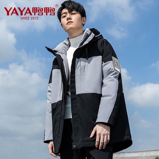 YAYA 鸭鸭羽绒服 男2023年新款中长款鹅绒工装连帽户外极寒保暖男士外套