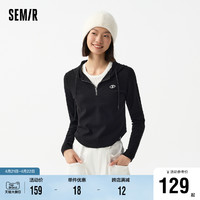 Semir 森马 [商场同款]森马永久联名长袖T恤女短款紧身2024新款春季连帽上衣