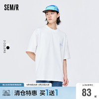 Semir 森马 短袖T恤男爱心绣花男生圆领上衣潮流夏季新款纯棉情侣装宽松