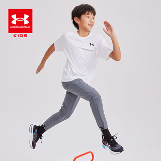 安德玛（Under Armour）儿童运动圆领T恤休闲短袖2024夏季透气上衣男大童 白色 130cm