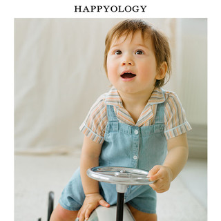 happyology英国春男童女童婴幼儿童薄款英伦吊带裤牛仔背带裤 羊绒蓝 66cm