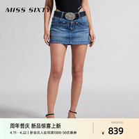 MISS SIXTY2024夏季牛仔短裤女裙裤辣妹风设计感拼裁小众百搭 深蓝 XS