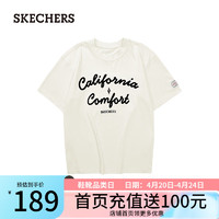 斯凯奇（Skechers）刘宇同款雅钻系列中性针织短袖T恤衫L124U135 冰淇淋米白/04CL XS
