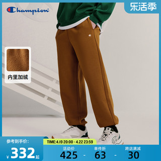 Champion 冠军卫裤男23冬季新款加绒长裤刺绣小C LOGO运动休闲裤子