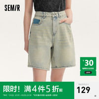 森马（Semir）牛仔裤女潮酷百慕大短裤街头2024夏季遮肉显瘦直筒裤百搭 牛仔浅蓝88101 28