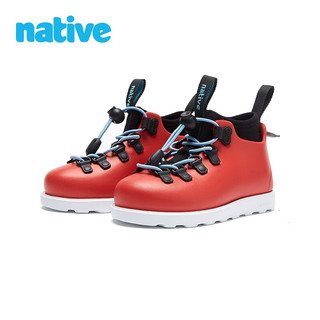 native 儿童马丁靴男童鞋冬季  红色|白色 32.5码(195mm)