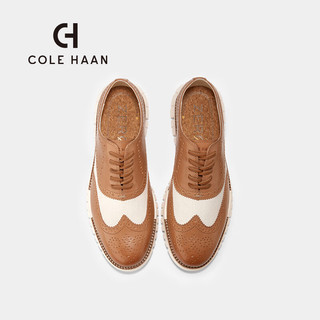 colehaan/歌涵 男士牛津鞋 2024春夏商务透气镂空增高休闲鞋C38849 棕色/米白色 42.5