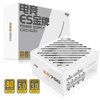 电竞ES750W ATX3.0 金牌（90%）全模组ATX电源 750W 白色