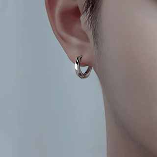 莫比乌斯925银针素耳圈耳钉男士高级耳环小众设计耳扣