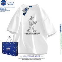 NASAOVER NASA联名~重磅纯棉短袖t恤男女款简约印花宽松半袖情侣装夏季上衣
