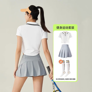 悦步 网球服套装跑步运动羽毛球服夏速干防走光短裙两件套高尔夫女套装