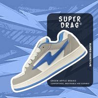 百亿补贴：SUPER DRAG 超拽 SUPERDRAG 原创面包鞋灰蓝闪电鞋小众低帮百搭男女复古板鞋潮
