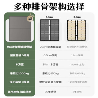 菲玛仕（freemax）现代简约头层牛皮真皮床双人床1.8米2米主卧大床实木床-A267# 粒面皮丨单床+记忆棉独立袋床垫 1500mm*1900mm框架结构