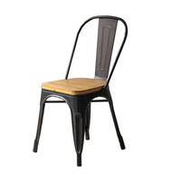 契家美式乡村复古玄关柜实木做旧桌民宿客厅靠墙玻璃柜储物柜餐边柜 黑色2把