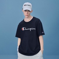 Champion 短袖T恤官网情侣撞色刺绣草写Logo宽松官方正品