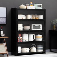 淘之良品酒柜展示柜现代简约餐边柜多层小酒架欧式家用靠墙置物架客厅 【透明翻门】黑色-四层100长
