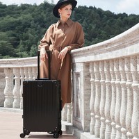 ELLE 她 铝框坚固法国时尚行李箱拉杆箱女万向轮密码锁