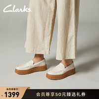 Clarks 其乐 街头系列饼干鞋女鞋新款时尚潮流缓震休闲乐福鞋单鞋 白色 261763574  36