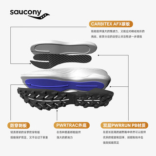 Saucony索康尼啡驰男鞋全掌碳板竞速越野跑鞋户外专业运动鞋子 黑绿-30 44.5