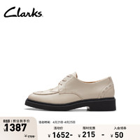 Clarks 其乐 老钱系列女鞋24优雅英伦德比鞋单鞋淑女复古皮鞋 白色 261768094 36