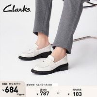 Clarks 其乐 蒂雅系列女鞋春夏JK英伦厚底乐福鞋豆豆鞋单鞋 白色 261722104 35.5