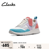 Clarks 其乐 女鞋春季舒适透气撞色时尚休闲鞋运动鞋 白色/紫色 261704314 35.5