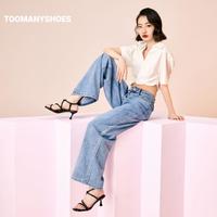 TOOMANYSHOES 2023夏季新款绕圈圈法式时装凉鞋外穿细带高跟鞋