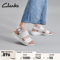 Clarks 其乐 微尔希系列女鞋夏舒适一字带厚底沙滩凉鞋女 白色261708244 35.5