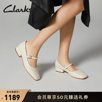 Clarks 其乐 赛伦系列女鞋单鞋女春玛丽珍学院方跟小皮鞋 乳白色 39.5