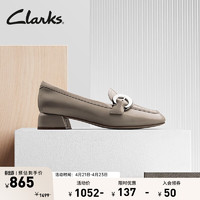 Clarks 其乐 黛丝系列女鞋新品C扣圆头一脚蹬乐福鞋豆豆鞋单鞋 卡其色261747174 36