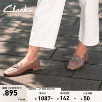 Clarks 其乐 轻舞系列女鞋通勤一脚蹬方头乐福鞋舒适单鞋豆豆鞋 卡其色 261746854 39