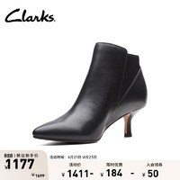 Clarks 其乐 紫罗兰系列女鞋优雅时尚复古淑女尖头高跟时装踝靴 黑色 261747644 37.5